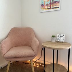 Sherpa Chair With Wood Side Table 