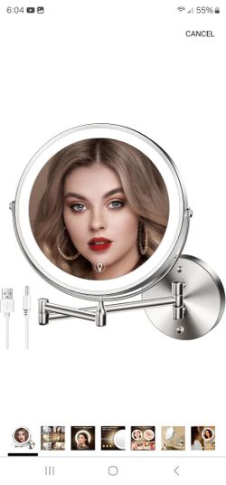 Wall Mounted Lighted Makeup Mirror,8" Rechargeable
Double-Sided Magnifying Mirror 1x/10x,3 Color Led Vanity
Mirror with Lights, Touch Dimmable 360°...