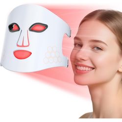 Professional Red Light Therapy Mask for Face - 4-in-1 LED Facial Rejuvenation Device with 660nm Red Light & 850nm Near Infrared, Portable Anti-Aging S