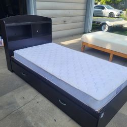 Twin Size Bed with Drawers