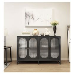 Accent Storage Cabinet Sideboard Cabinet with Tempered Glass Doors