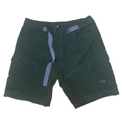 North Face Nylon Cargo Belted Hiking Outdoor Olive Green Shorts Men's Large