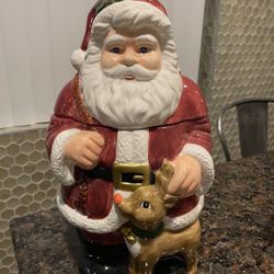 CHRISTMAS SANTA COOKIE JAR WITH BOX OBO