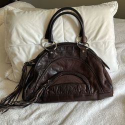 Bulga Leather Brown Dome Bag /Purse