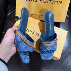 LV Blue Denim Heels