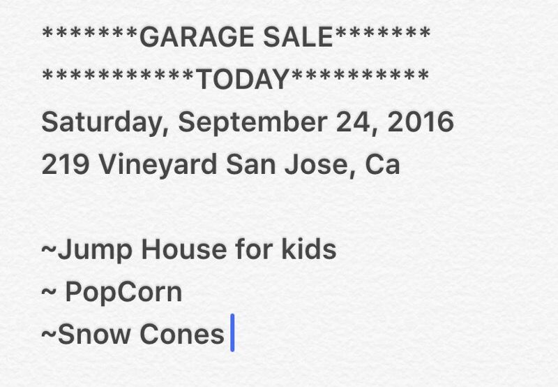 Garage Sale South San Jose off Bernal