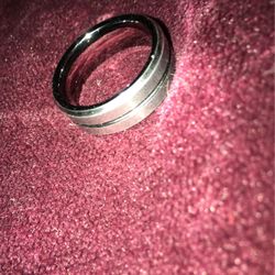 Men’sTungsen Titanium Ring,Black & Silver 