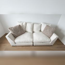 White Two-Seat Sofa, Fabric Upholstery - Good - Seattle, WA