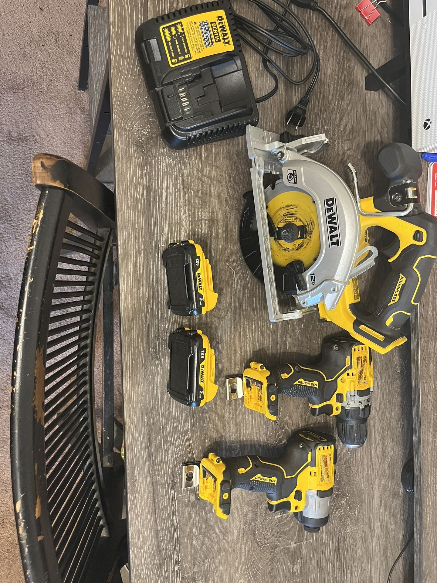 Dewalt 12v Drill, Impact, and Circular Saw