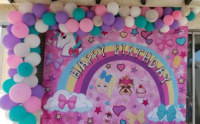 Jojo siwa colorful cartoon Backdrop