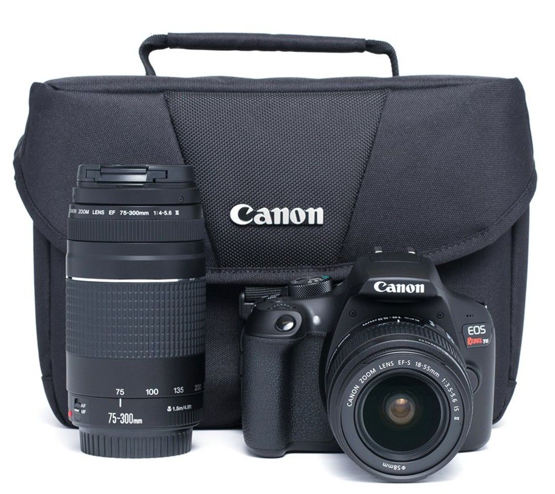 Canon EOS Rebel T6 DSLR Camera with 18-55mm and 75-300mm Lenses Kit