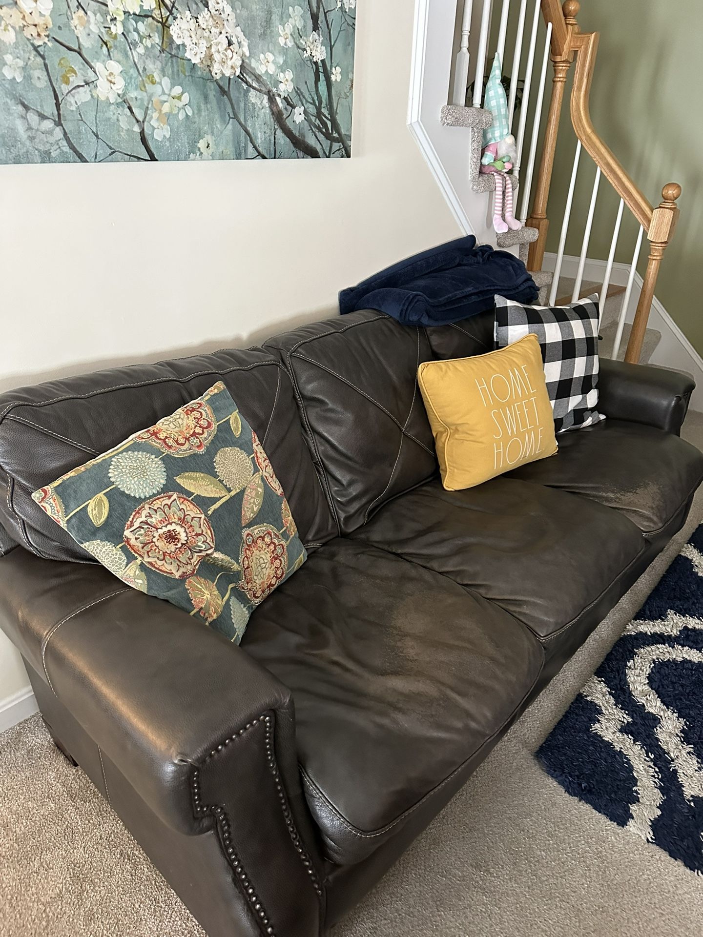 Leather Grey Italian Couch Set