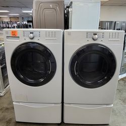 Kenmore Front Loading Washer And Stackable Gas Dryer Set With Pedestals 
