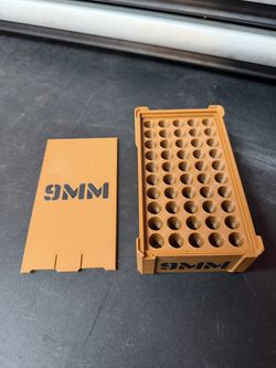 9MM AMMO STORAGE BOX 50 ROUND COMPACT RANGE STORAGE CARRY CASE STACKABLE PETG MATERIAL