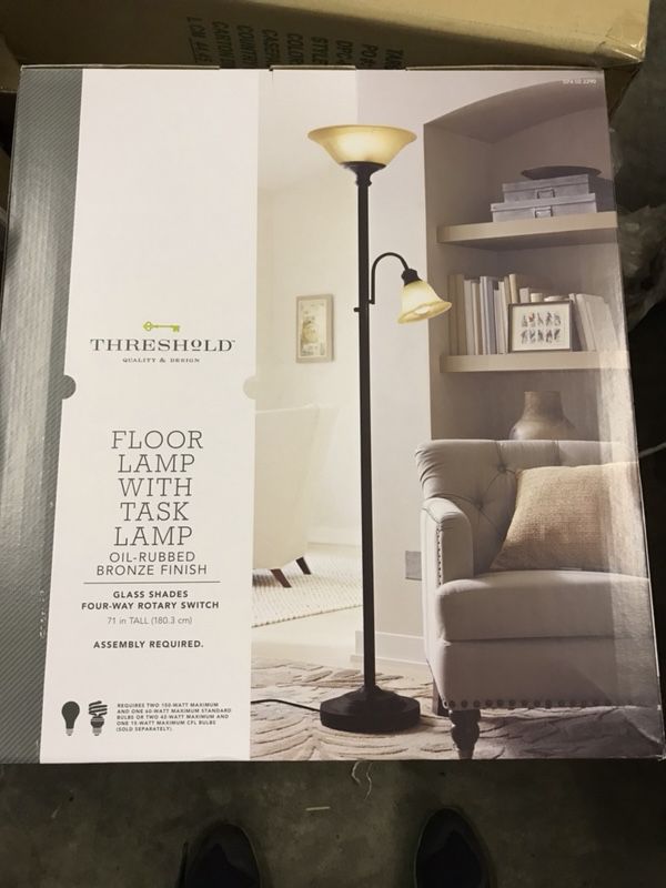 Threshold Floor Lamp With Task Light With Bronze Or Brushed Silver