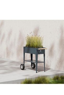Herstera Metal 29.5" x 13.7' x 31.5" Raised Garden Bed- Wheels, Anthracite