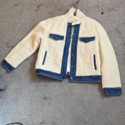 Womens New Levi Sherpa Jean Jacket Size Small With Tags 