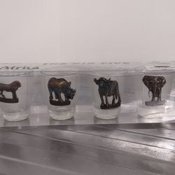 Cheers From Africa Roots Of Creation Shot Glasses Safari Wildlife Animal 5pc Set