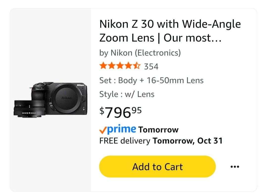 Nikon Z30 w/kit Lens & Bonus Lens