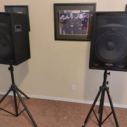 DJ / Karaoke PA System – Speakers + Mixer + Stands – Works Great