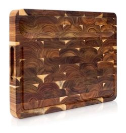 Evergreen End Grain Cutting Board for Kitchen - Large Heavy Duty 16x12.4x1.5"