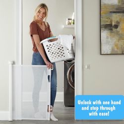 ✨New✨ Cumbor Baby Gate Retractable Gates for Stairs, Mesh Dog Gate for The House, Wide Pet Gate 33" Tall, Extends to 55" Wide, Long Child Safety Gates