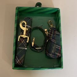 Scottish plaid dog leash set Size Small 10” To 14” Neck