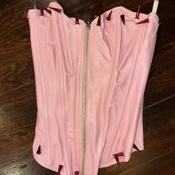 Pink Studded Leather Corset 