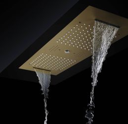 Brushed Gold 36in LED Rainfall Ceiling Shower Head