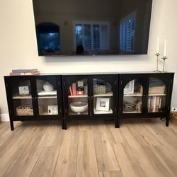 Set Of 3 Black Cabinets