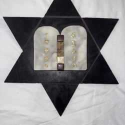 Handmade Stone & Marble Star of David Wall Art – Ten Commandments – Artisan Judaica - (Jewish Star)