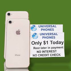 Apple IPhone 8 64gb   UNLOCKED  - NO CREDIT CHECK $1 DOWN PAYMENT OPTION  3 Months Warranty * 30 Days Return *