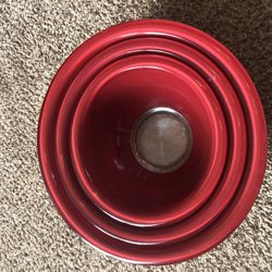 Vintage Pyrex Ruby Red Bowl Set 