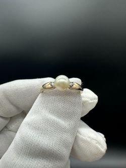 PEARL RING 10KT Y/G SZ 7 #33989