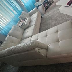 Leather White Sectional 