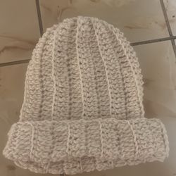 White Crochet Beanie 