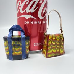 Fitz & Floyd Glass Menagerie South Beach Bag & Santa Fe Bag Set 2 Miniature