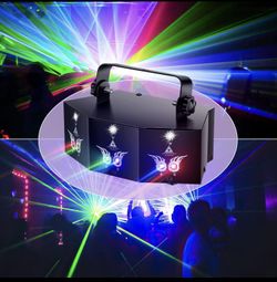 Led & Laser Dj Light box Machine Powerful Party Lights 9 Lens RGB LED Stage Lighting w Sound Activated for Parties Birthday Wedding Karaoke Bar Stage