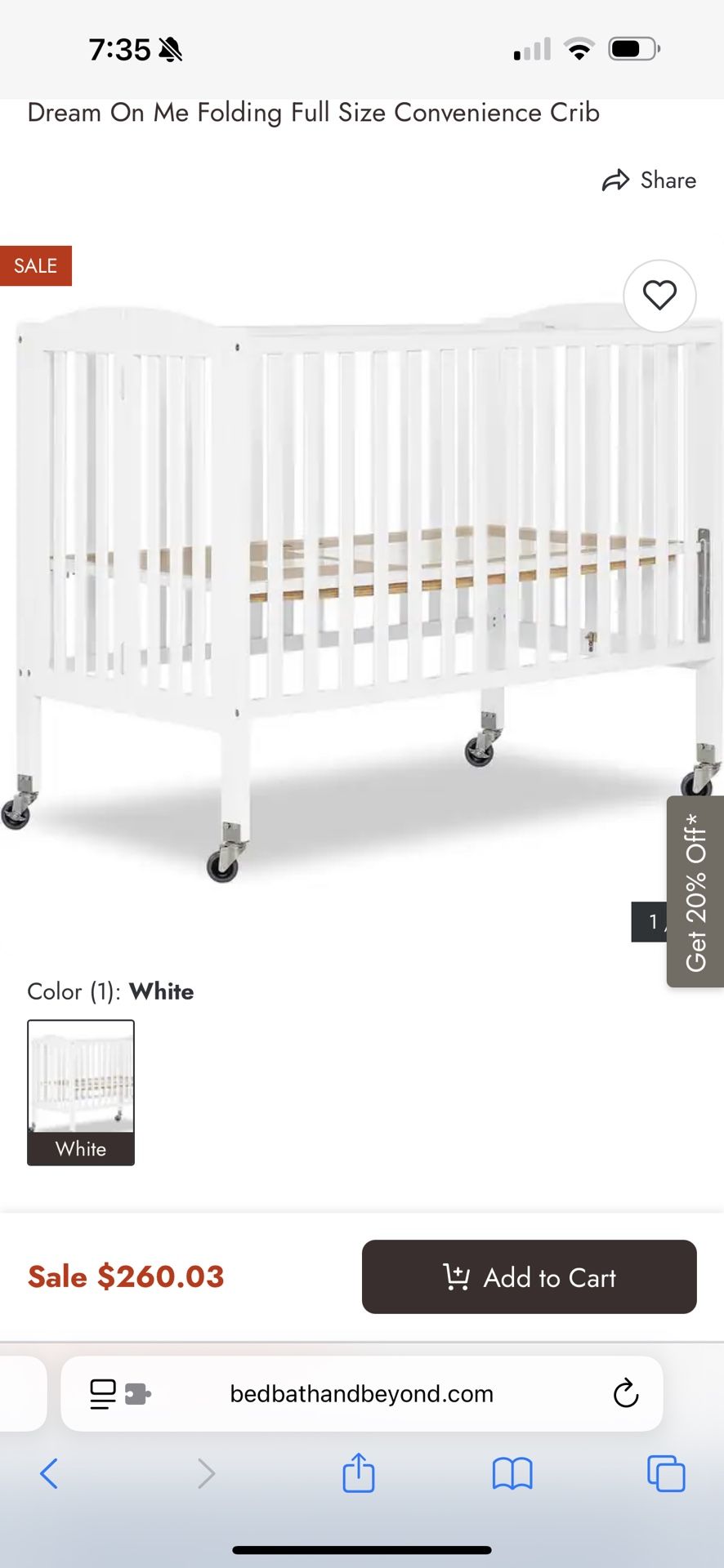 Dream On Folding Crib