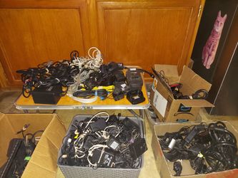 Large lot of power cords, chargers, adapters and others. Make an offer