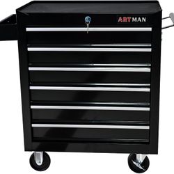 Gecheer 6-Drawer Rolling Tool Chest with Wheels, Heavy-Duty Steel Storage Cart with Locking Drawers, Ball-Bearing Slides, Brake Casters, and Non-Slip