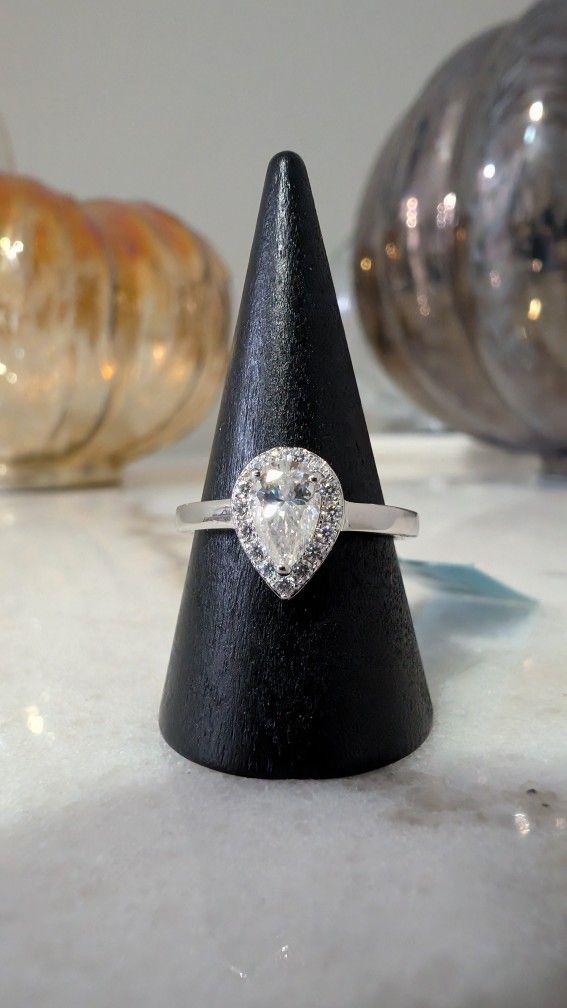 Solid .925 Sterling Silver Moissanite Ring