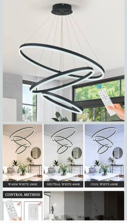 Modern LED Ring Chandelier with Remote