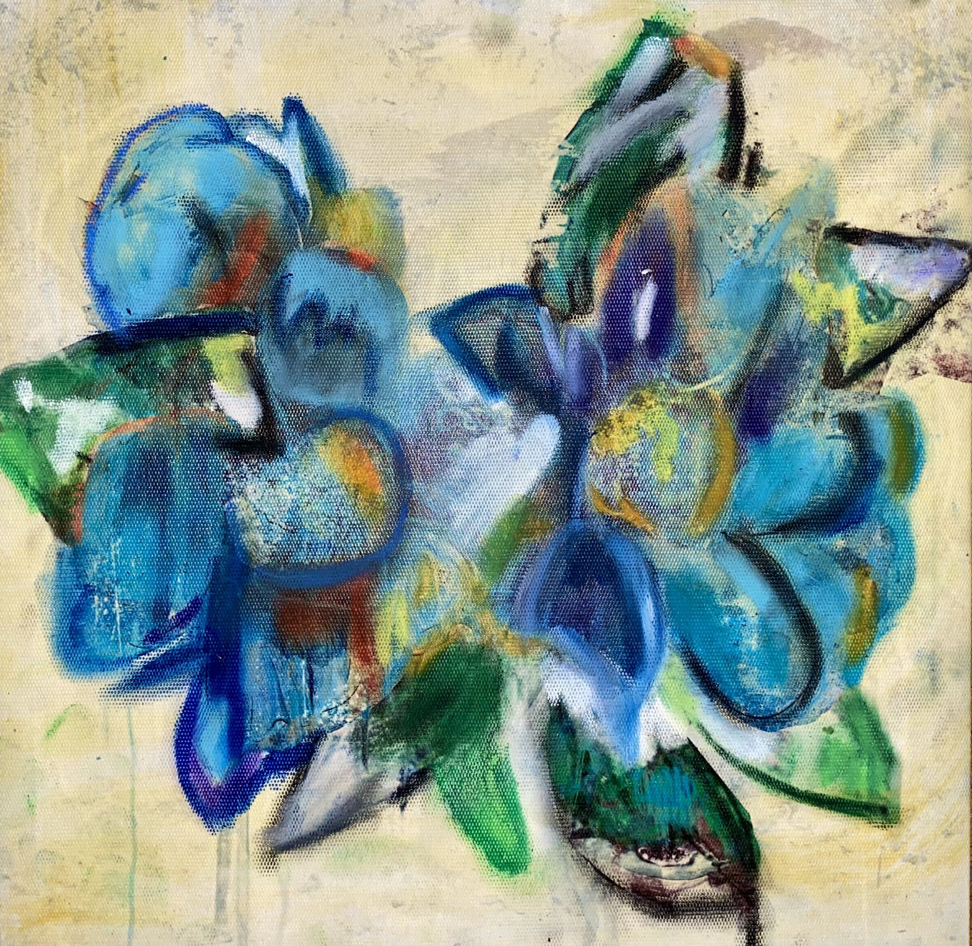 8x8 Oil Pastel Floral Painting 