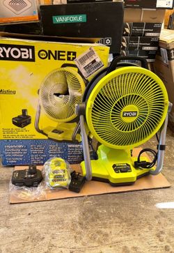 RYOBI Fan with 4ah battery and a charger
