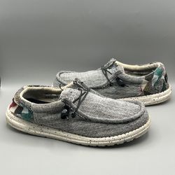 Hey Dudes Wally Funk Etno Grey Slip On Flats Shoes - Men’s Size 10