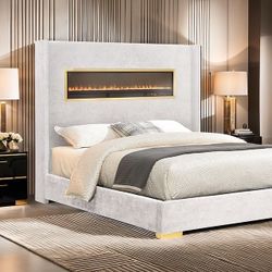 New Luxury Queen Flame visualize Bed / Free Delivery  