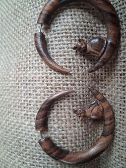 CocoLoco Hand Carved Faux Gauge Earrings