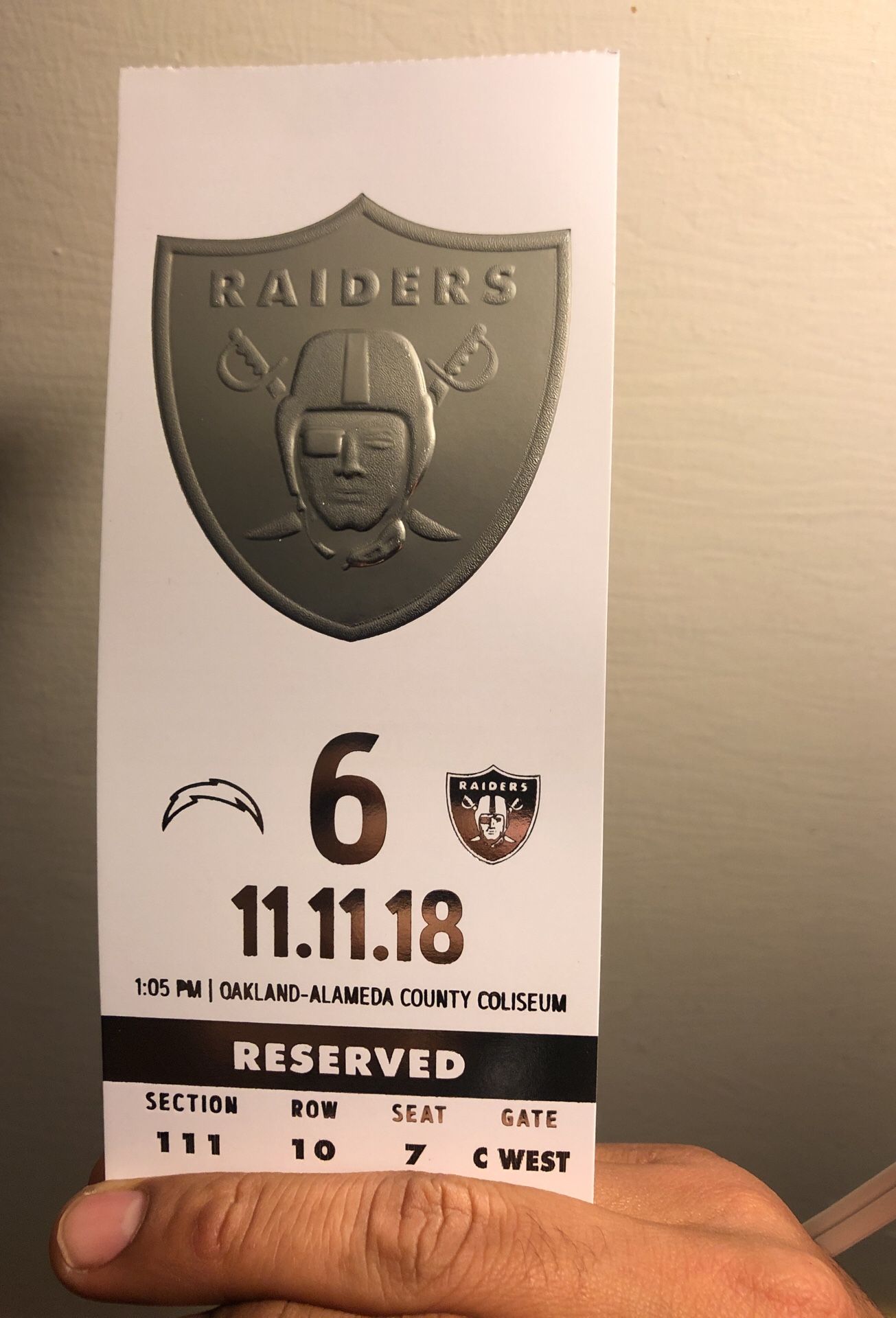 Raiders Ticket!!!$100!!!!!