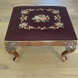 Antique Or Vintage Needlepoint Stool 